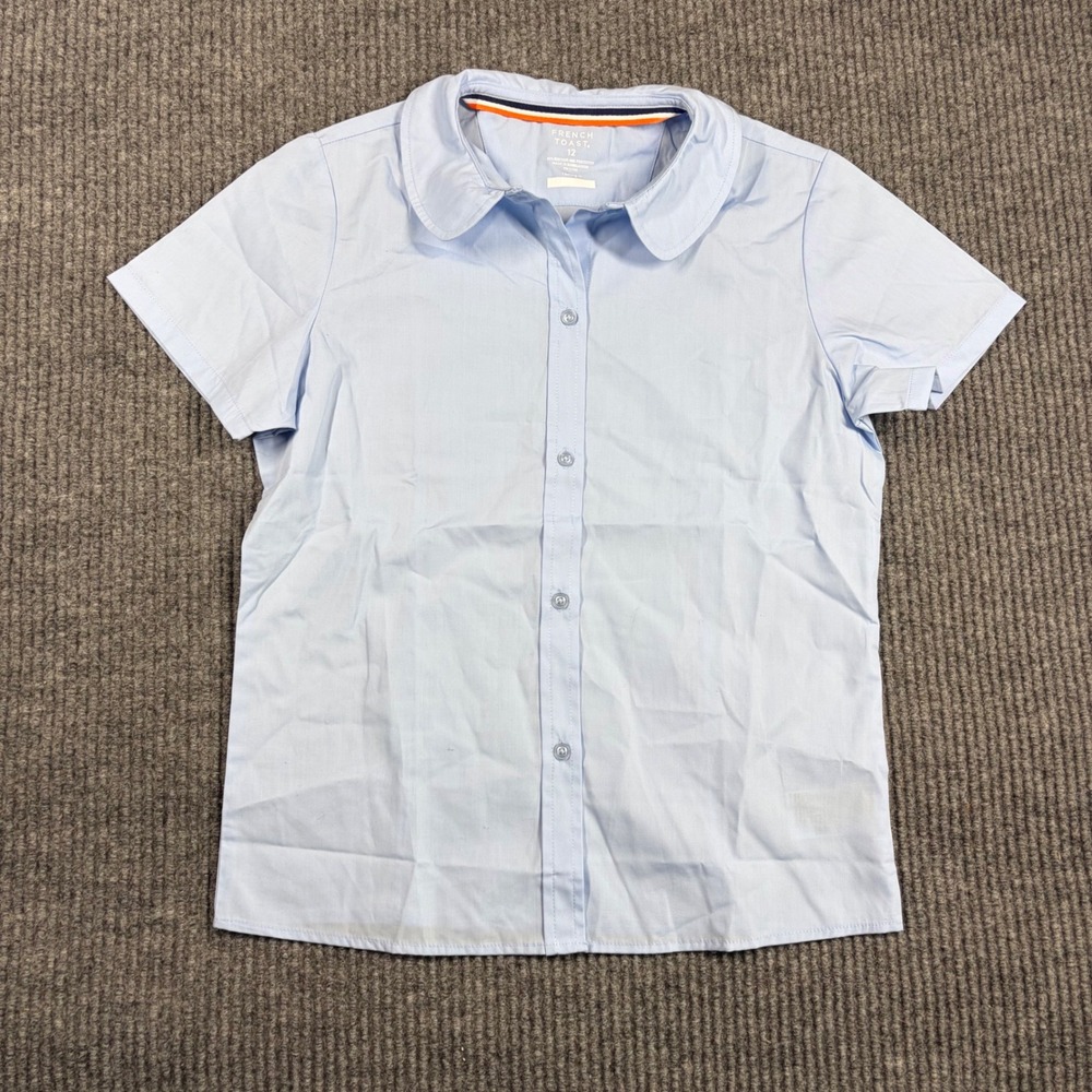 French Toast Girls Blue Short Sleeve Peter Pan Collar School Shirt Size 12